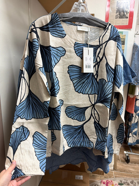 Noen tropical blue linen shirt
