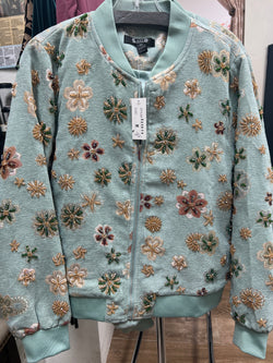 AZI sage green beaded tapestry jacket