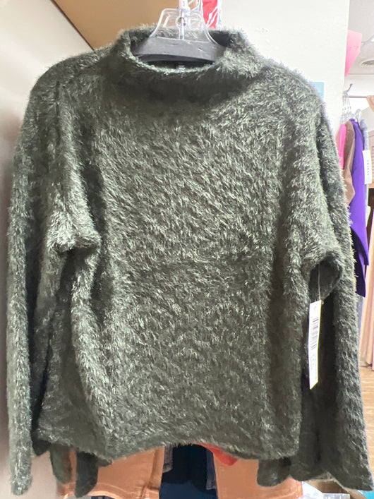 Tribal spinach green fuzzy sweater