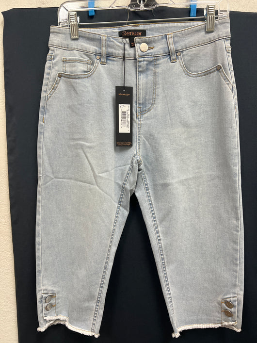 Renuar bleach wash fray pedal pushers