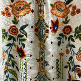 Caite while floral embroidered linen blouse
