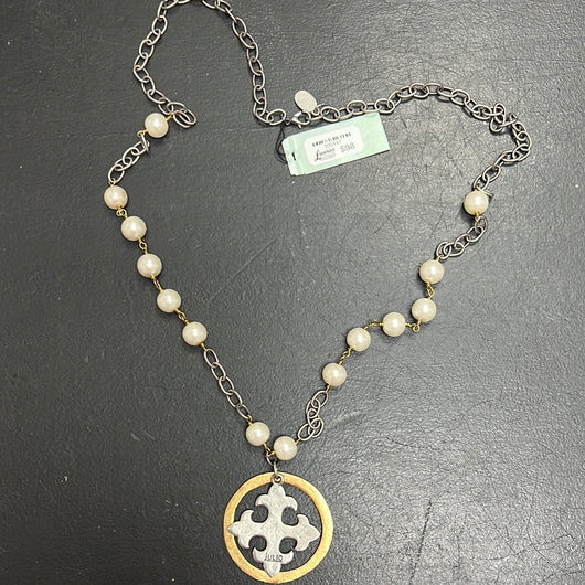 Julio gold silver pearls Brasilia necklace