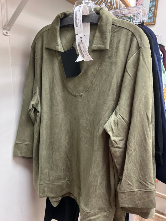JOH olive green suede 3/4 blouse