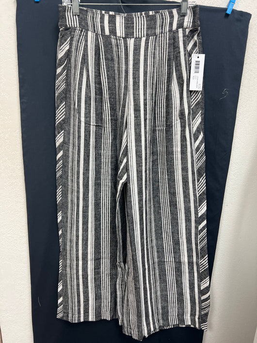 Tribal black white stripe wide leg pull on pants