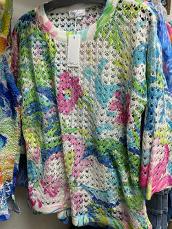 Ethyl mesh floral top