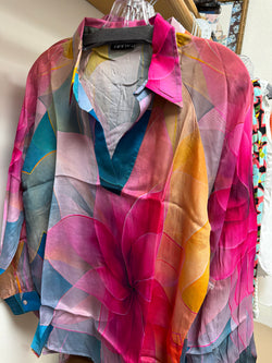 APNY pink multi blouse