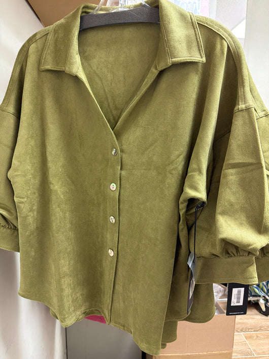 APNY olive suede top