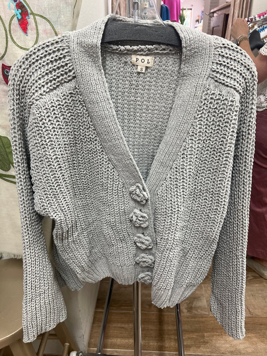 POL grey chunky cardigan
