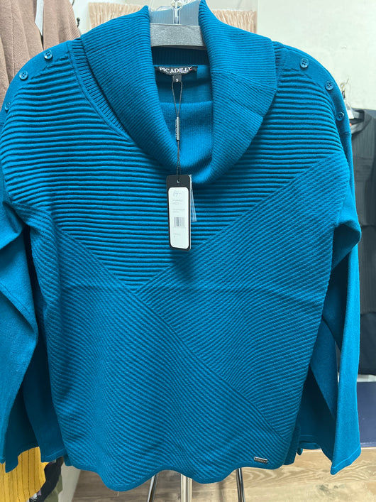 Picadilly celestial blue cowl neck sweater