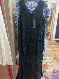 Charlie B crochet sleeveless maxi dress black