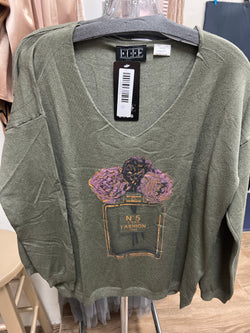 Elle green printed top
