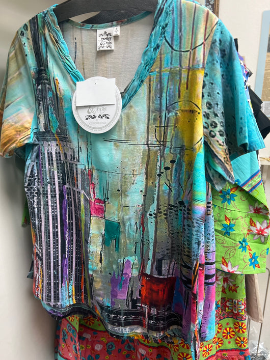 Parsley & Sage turquoise multi Chicago top