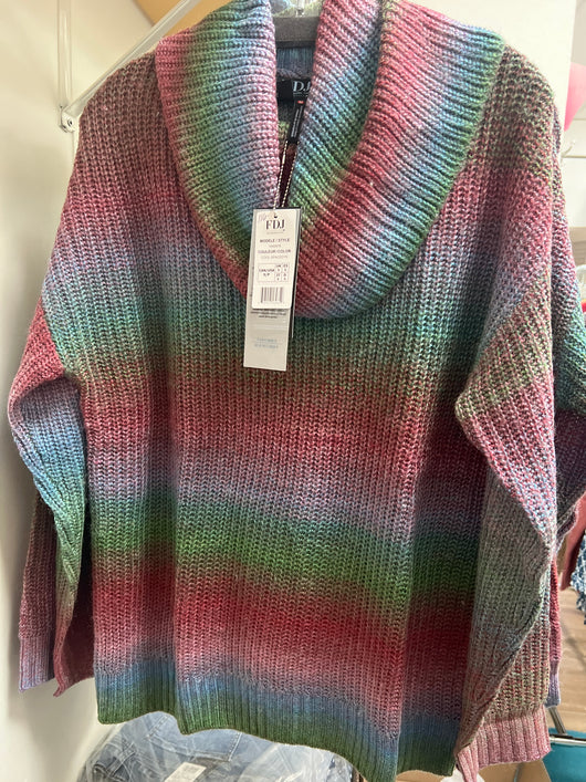 FDJ cool spacedye stripe cowl neck sweater
