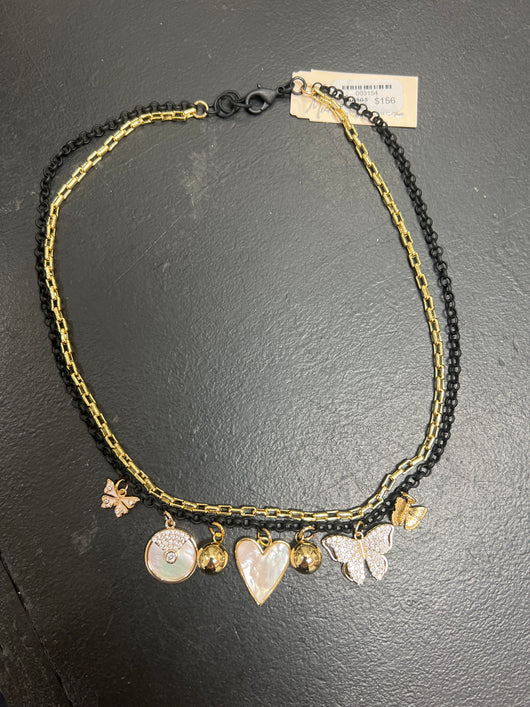 Michele Busch butterfly heart short necklace