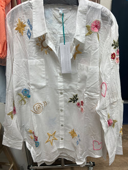 Caite white embroidered Rachelle shirt