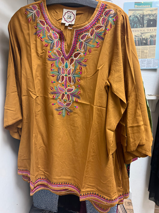 A&A mustard embroidered tunic