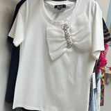 AZI white bow Sadie top