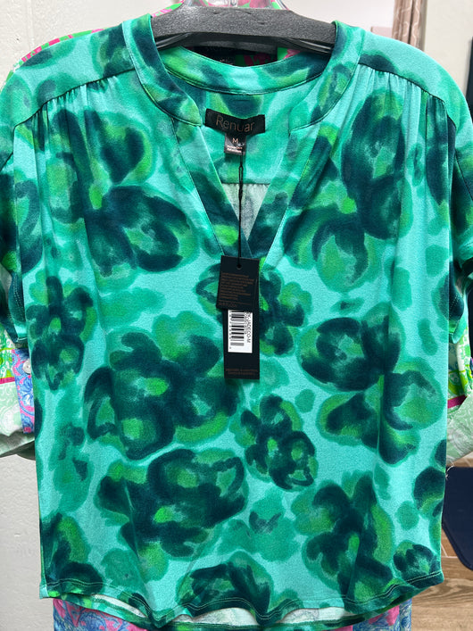 Renuar jade green combo s/s top