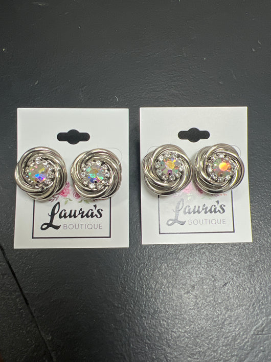 Spiral silver bling earrings