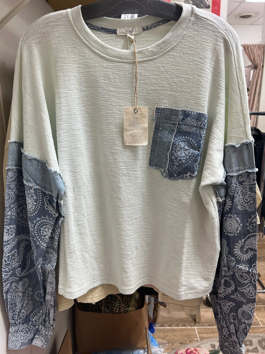 Easel light blue denim top