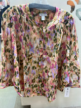 Tribal dolman sleeve tea green multi blouse