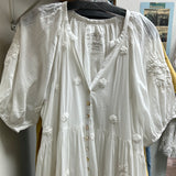 Caite white embroidered button up dress