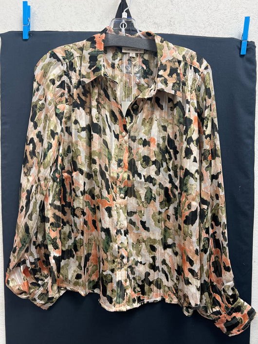 Eesome olive green multi blouse
