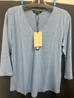 Charlie B v neck denim blue 3/4 top