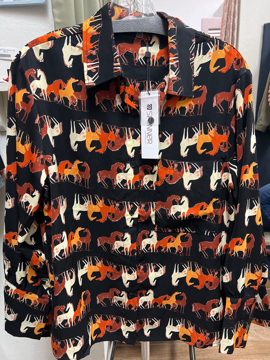 Spanner galloping horses blouse black