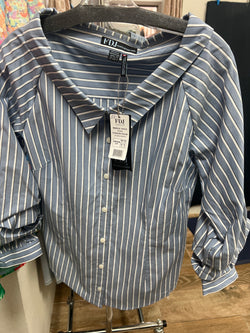 FDJ blue ether stripes boatneck shirt