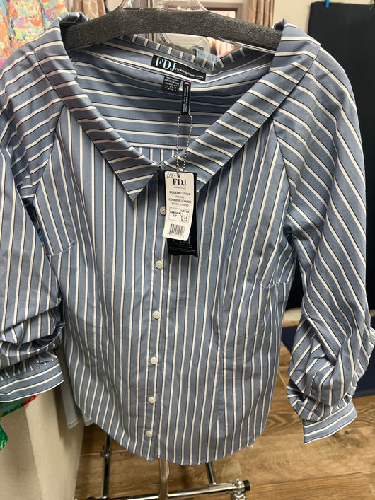 FDJ blue ether stripes boatneck shirt