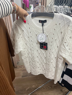 Carre noir ivory rhinestones sweater