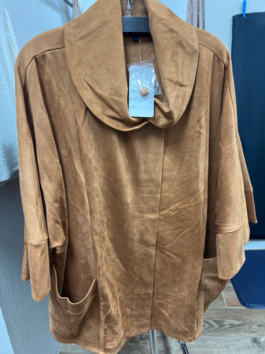 Weave faux suede cape jacket maple