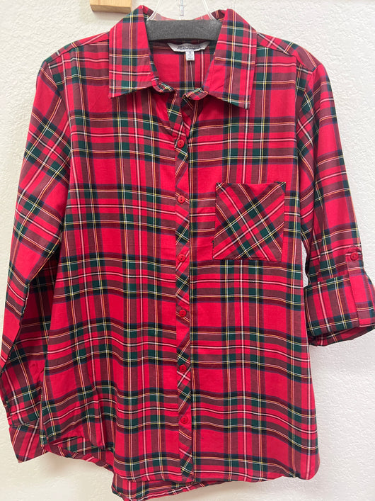 Ronnie Salloway red plaid shirt