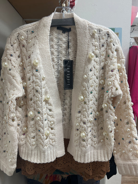 FunSport Pearl embellished sweater cardigan