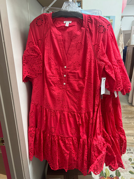 Tribal bayberry eyelet dress