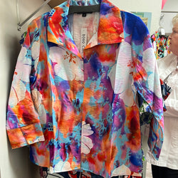 Boho chic purple blue orange top