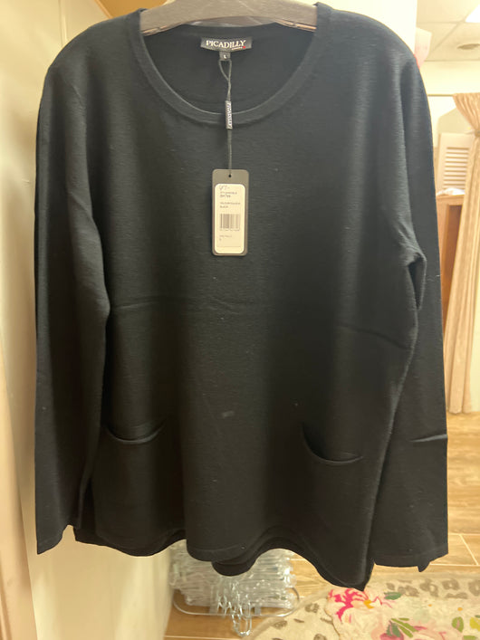 Picadilly black two pocket sweater