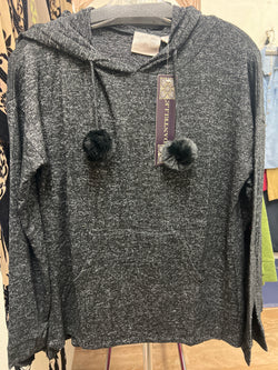 Dantelle heathered charcoal soft hoodie w/ floofs