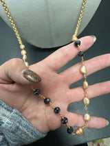Michele Busch gold pearl necklace