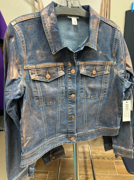 Tribal denim rose gold metallic shimmer jacket