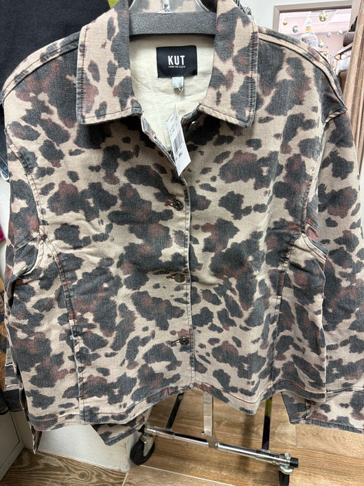 KUT Animal Print Denim Jacket