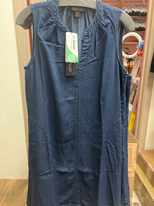 Renuar tencel sleeveless dress ink blue