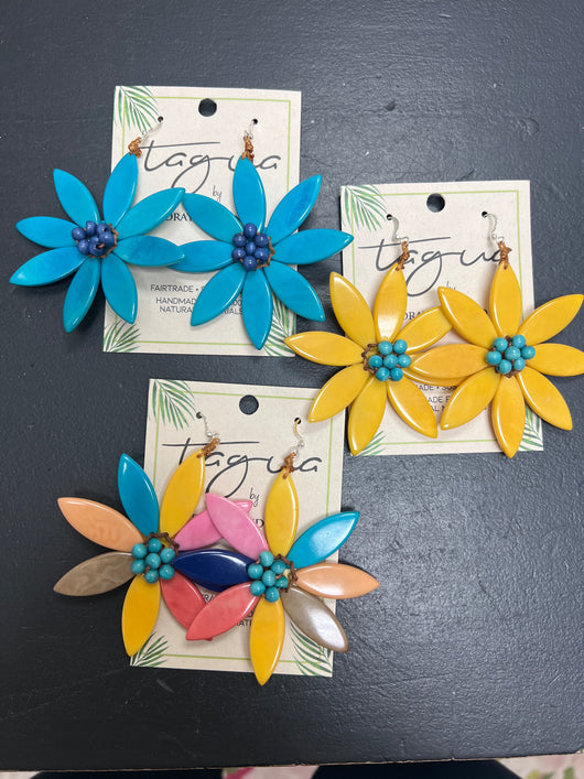 Tagua vizcaya flower earrings