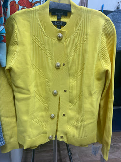 AZI yellow knit tank and cardigan