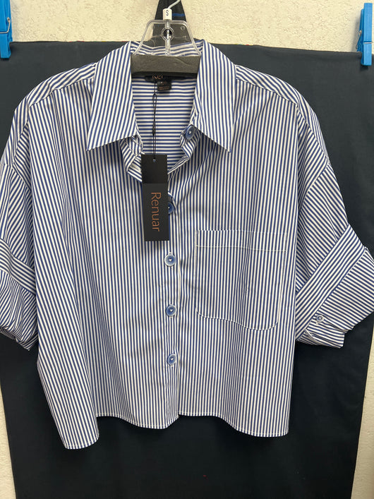 Renuar button up stripe shirt blue combo