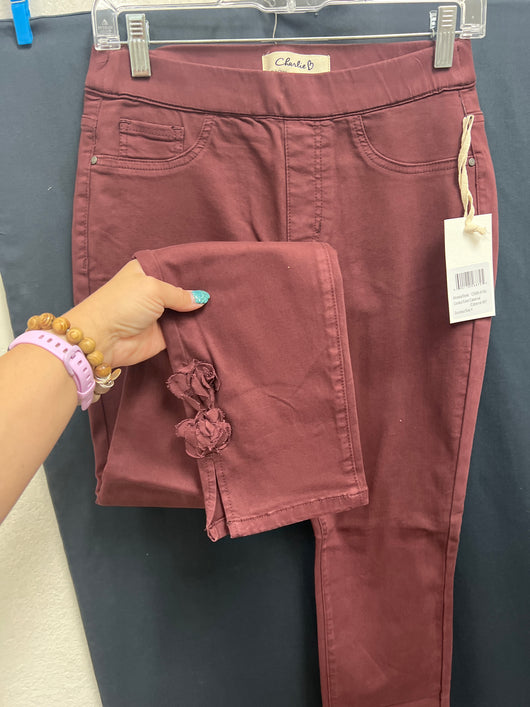 Charlie B side roses jeans cabernet