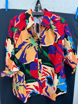 Boho chic multi abstract blouse