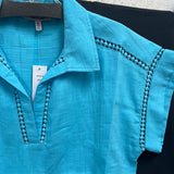 New Direction light blue v neck top