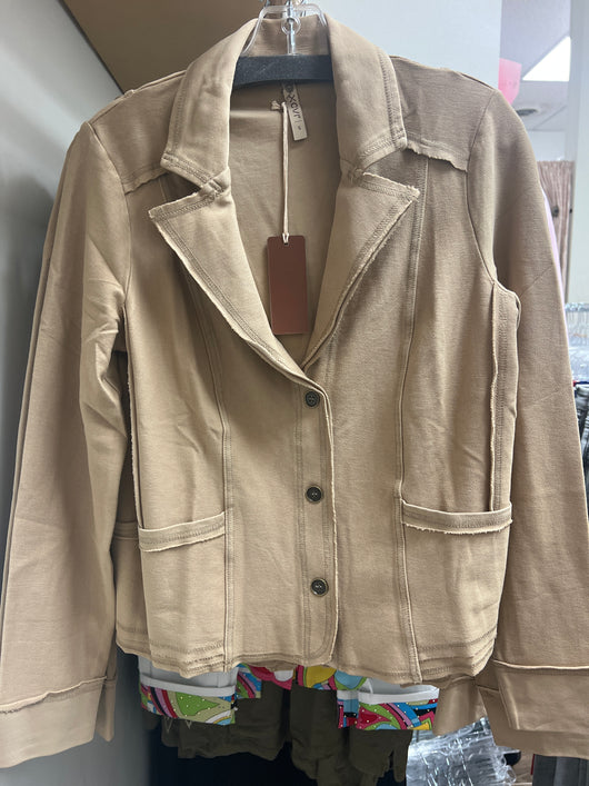 XCVI tan knit blazer